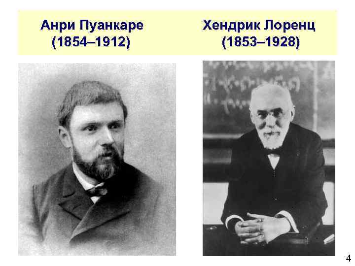  Анри Пуанкаре (1854– 1912) Хендрик Лоренц (1853– 1928) 4 