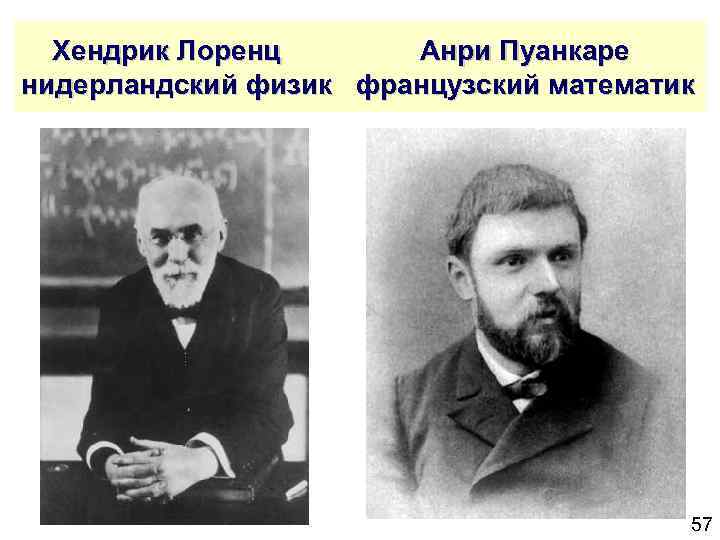  Хендрик Лоренц Анри Пуанкаре нидерландский физик французский математик 57 