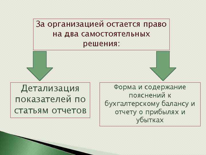 За организацией остается право на два самостоятельных решения: Детализация показателей по статьям отчетов Форма
