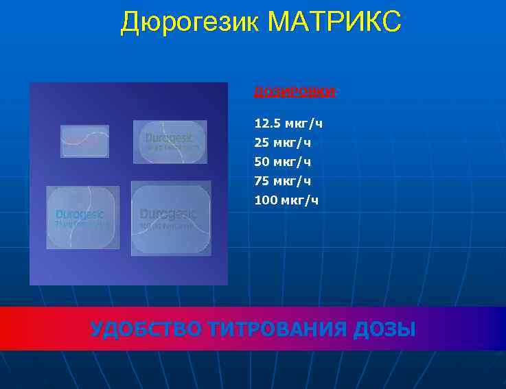 Дюрогезик МАТРИКС 71 ДОЗИРОВКИ 12. 5 мкг/ч 25 мкг/ч 50 мкг/ч 75 мкг/ч 100