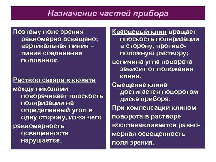 Назначение частей прибора Поэтому поле зрения равномерно освещено; вертикальная линия – линия соединения половинок.