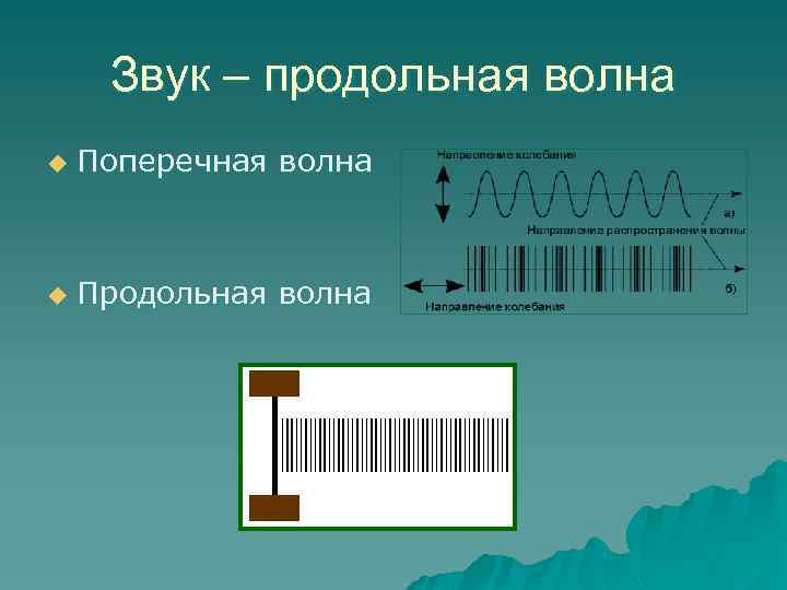 Звук – продольная волна u Поперечная волна u Продольная волна 