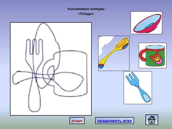 Наложенные контуры «Посуда» ответ продолжить игру 
