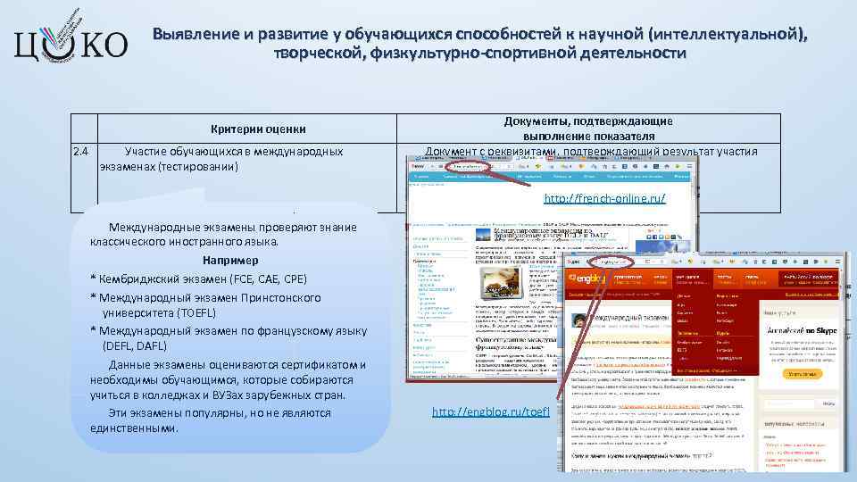 Выявление и развитие у обучающихся способностей к научной (интеллектуальной ), творческой, физкультурно-спортивной деятельности Критерии