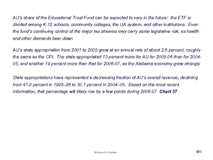 AU’s share of the Educational Trust Fund can be expected to vary in the