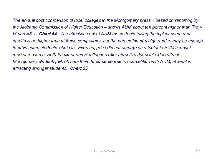 The annual cost comparison of local colleges in the Montgomery press – based on