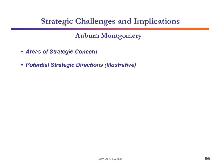 Strategic Challenges and Implications Auburn Montgomery • Areas of Strategic Concern • Potential Strategic