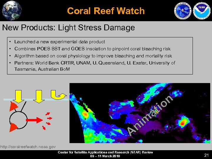 Coral Reef Watch New Products: Light Stress Damage • • Launched a new experimental