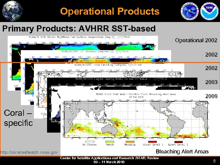 Operational Products Primary Products: AVHRR SST-based Operational 2002 2003 50 km Nighttime Sea Surface