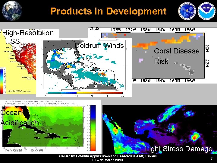 Products in Development High-Resolution SST Doldrum Winds Coral Disease Risk Ocean Acidification http: //coralreefwatch.