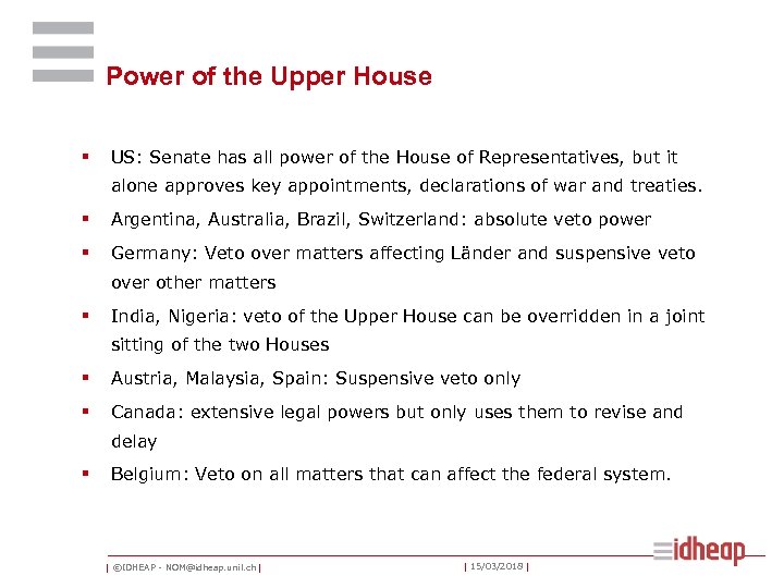 Power of the Upper House § US: Senate has all power of the House