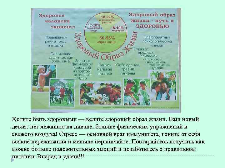 Хотите быть здоровыми — ведите здоровый образ жизни. Ваш новый девиз: нет лежанию на
