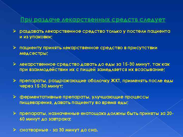 Алгоритм раздачи лекарственных средств пациенту