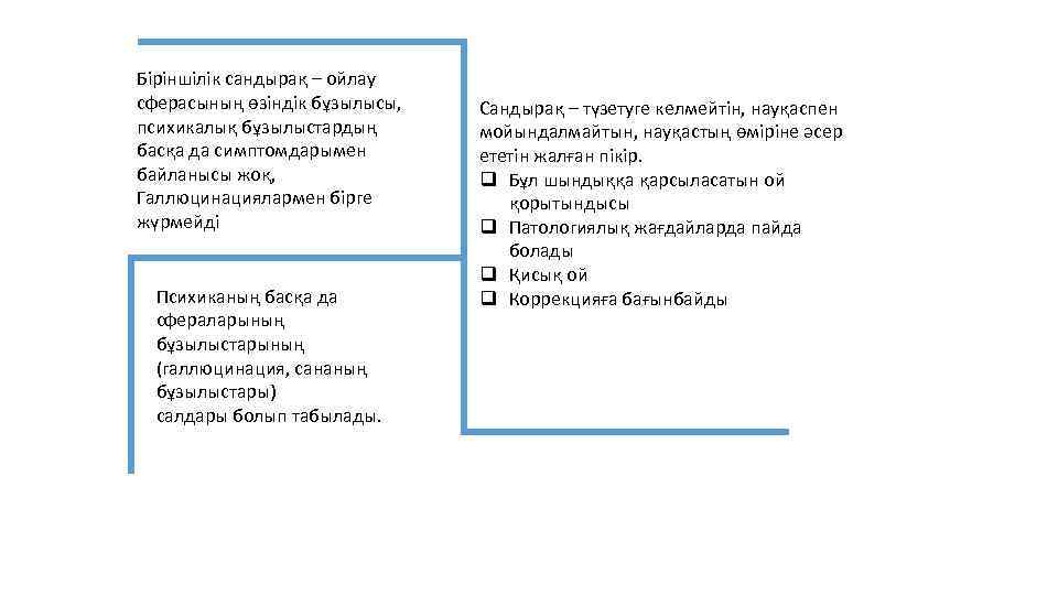 Біріншілік сандырақ – ойлау сферасының өзіндік бұзылысы, психикалық бұзылыстардың басқа да симптомдарымен байланысы жоқ,