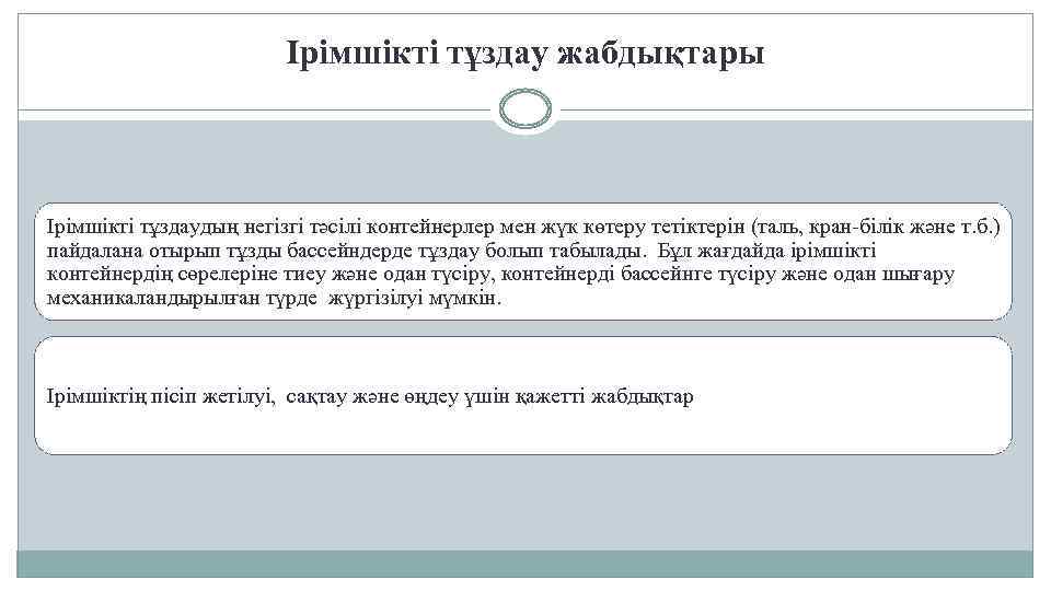 Ірімшікті тұздау жабдықтары Ірімшікті тұздаудың негізгі тәсілі контейнерлер мен жүк көтеру тетіктерін (таль, кран-білік