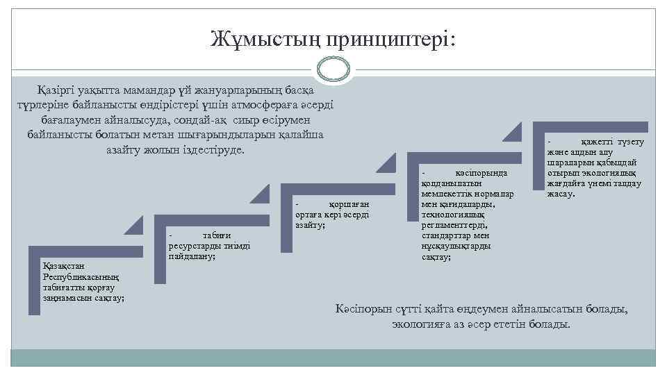 Жұмыстың принциптері: Қазіргі уақытта мамандар үй жануарларының басқа түрлеріне байланысты өндірістері үшін атмосфераға әсерді