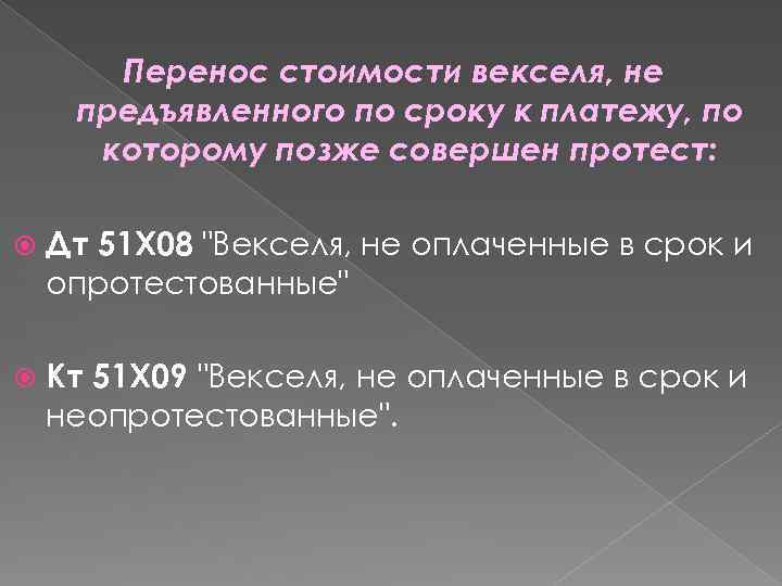 Перенос стоимости векселя, не предъявленного по сроку к платежу, по которому позже совершен протест: