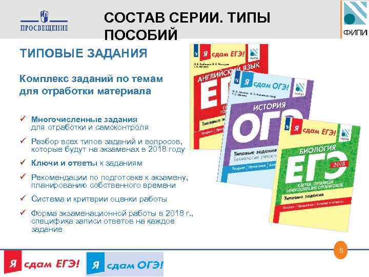 СОСТАВ СЕРИИ. ТИПЫ ПОСОБИЙ ТИПОВЫЕ ЗАДАНИЯ Комплекс заданий по темам для отработки материала ü
