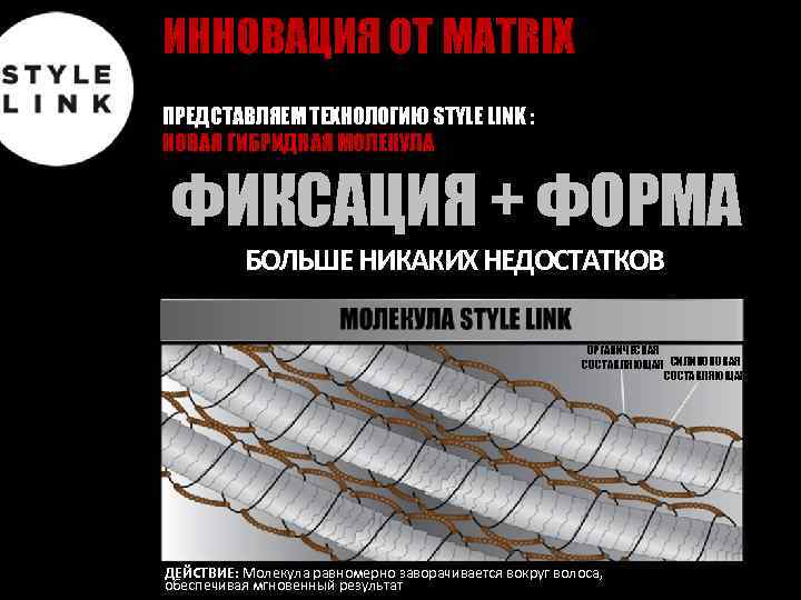 ИННОВАЦИЯ ОТ MATRIX ПРЕДСТАВЛЯЕМ ТЕХНОЛОГИЮ STYLE LINK : НОВАЯ ГИБРИДНАЯ МОЛЕКУЛА ФИКСАЦИЯ + ФОРМА
