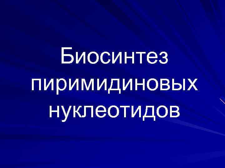 Биосинтез пиримидиновых нуклеотидов 