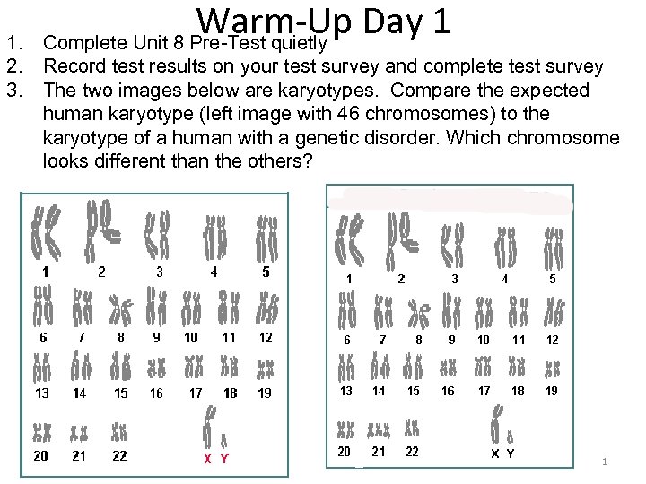 Warm-Up Day 1 Complete Unit 8 Pre-Test quietly 1. 2. Record test results on