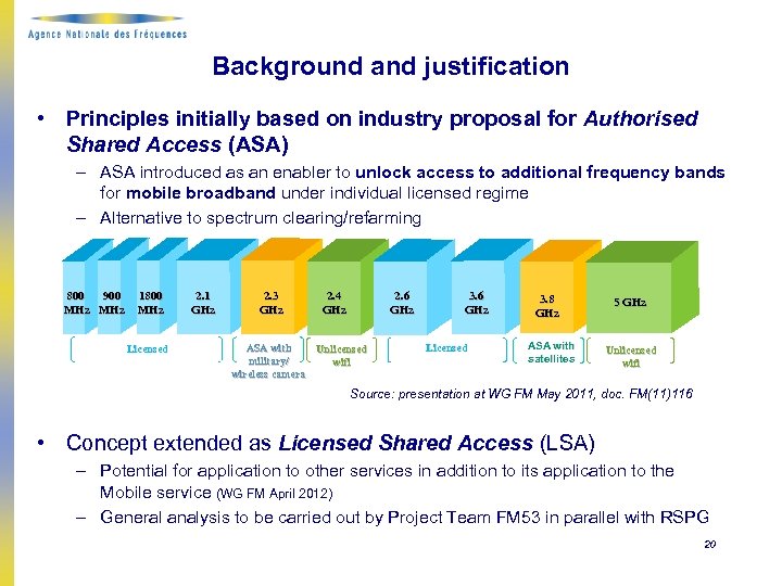 Background and justification • Principles initially based on industry proposal for Authorised Shared Access