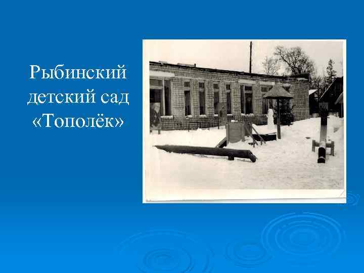 Рыбинский детский сад «Тополёк» 