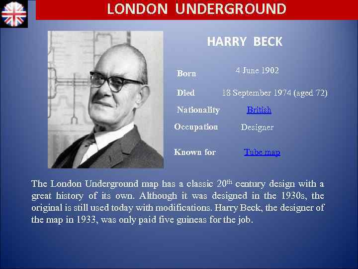 LONDON UNDERGROUND HARRY BECK Born Died 4 June 1902 18 September 1974 (aged 72)