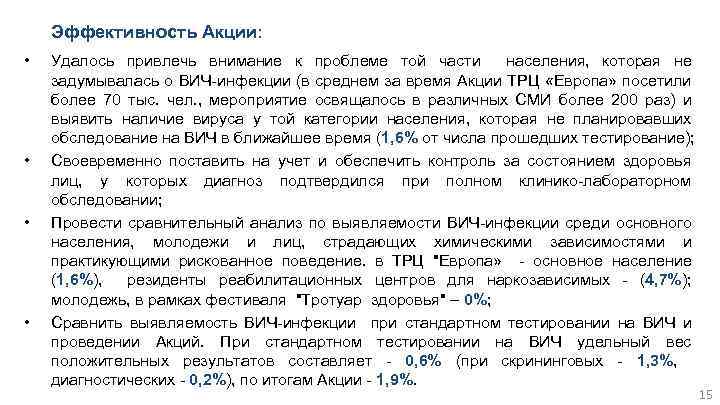Эффективность Акции: • • Удалось привлечь внимание к проблеме той части населения, которая не