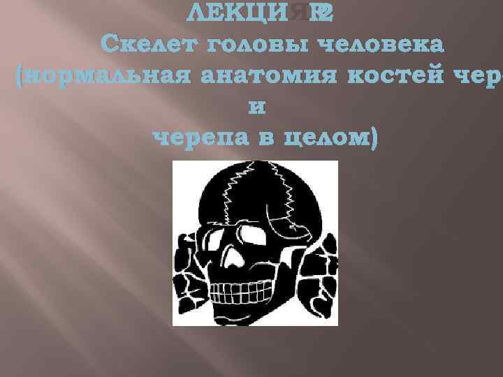 ЛЕКЦИЯ 2 Скелет головы человека (нормальная анатомия костей чере и черепа в целом) 