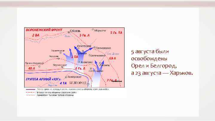 5 августа были освобождены Орел и Белгород, а 23 августа — Харьков. Admiral. Hood