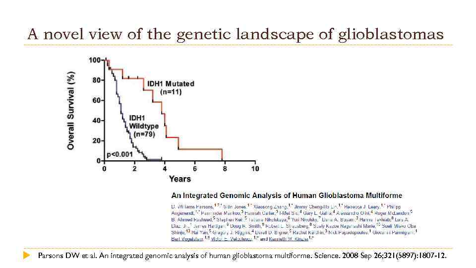 A novel view of the genetic landscape of glioblastomas Parsons DW et al. An