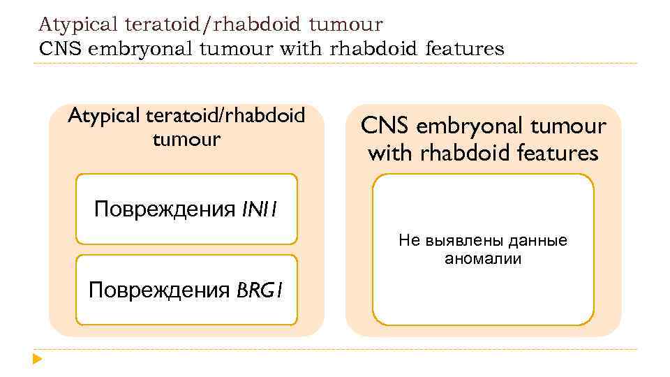 Atypical teratoid/rhabdoid tumour CNS embryonal tumour with rhabdoid features Повреждения INI 1 Не выявлены