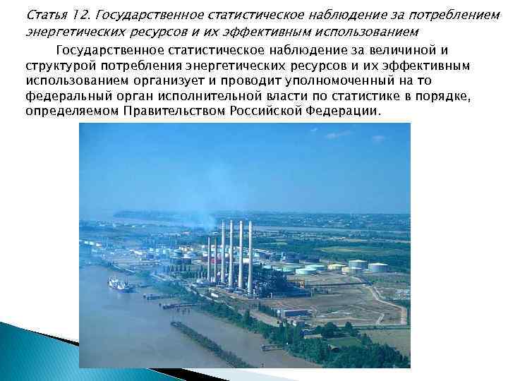 Статья 12. Государственное статистическое наблюдение за потреблением энергетических ресурсов и их эффективным использованием Государственное