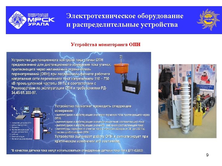 Электротехническое оборудование и распределительные устройства Устройства мониторинга ОПН 9 