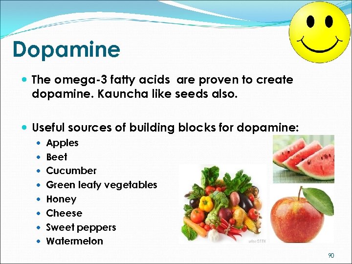 Dopamine The omega-3 fatty acids are proven to create dopamine. Kauncha like seeds also.
