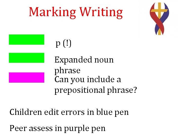 Marking Writing p (!) Expanded noun phrase Can you include a prepositional phrase? Children