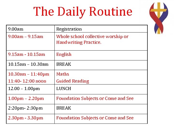 The Daily Routine 9. 00 am Registration 9. 00 am – 9. 15 am