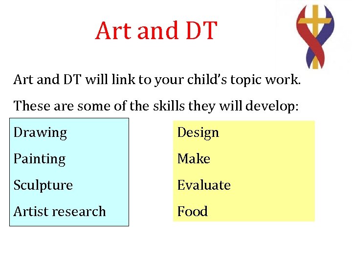 Art and DT will link to your child’s topic work. These are some of