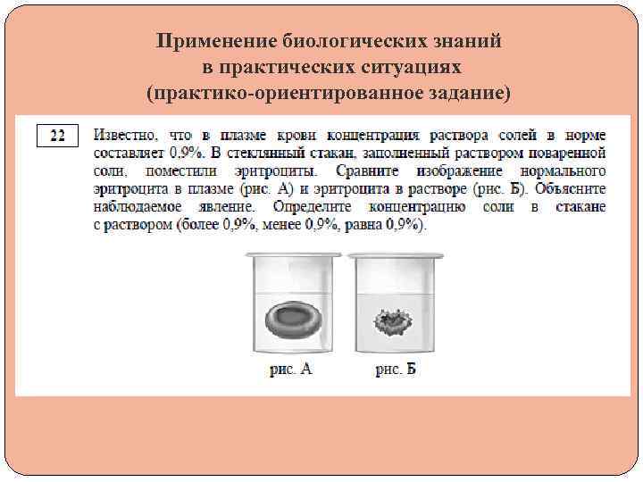 Применение биологических знаний в практических ситуациях (практико-ориентированное задание) 