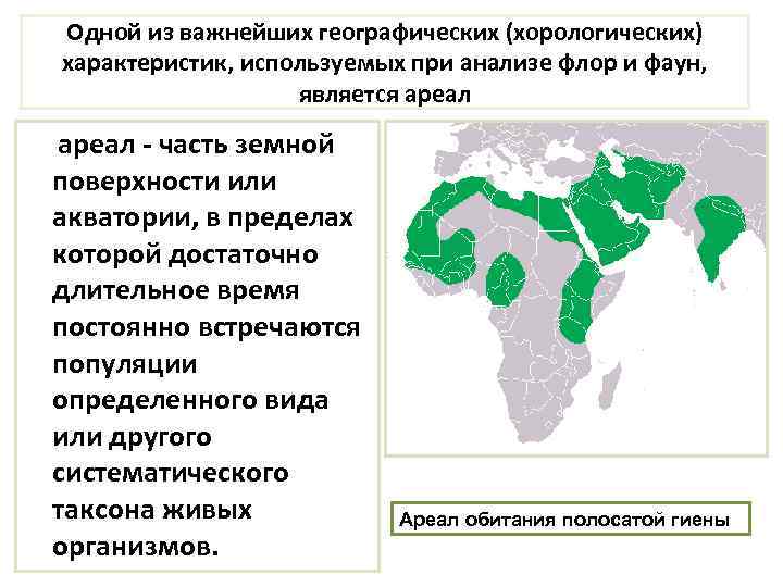 Одной из важнейших географических (хорологических) характеристик, используемых при анализе флор и фаун, является ареал