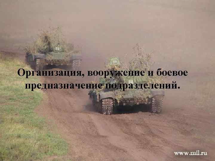 Организация, вооружение и боевое предназначение подразделений. 