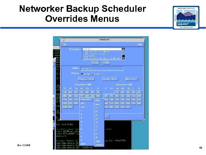 Networker Backup Scheduler Overrides Menus Rev 11/2/98 49 