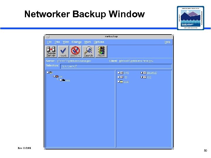 Networker Backup Window Rev 11/2/98 50 