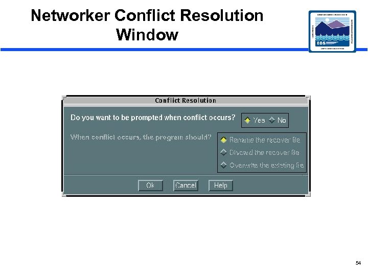 Networker Conflict Resolution Window 54 