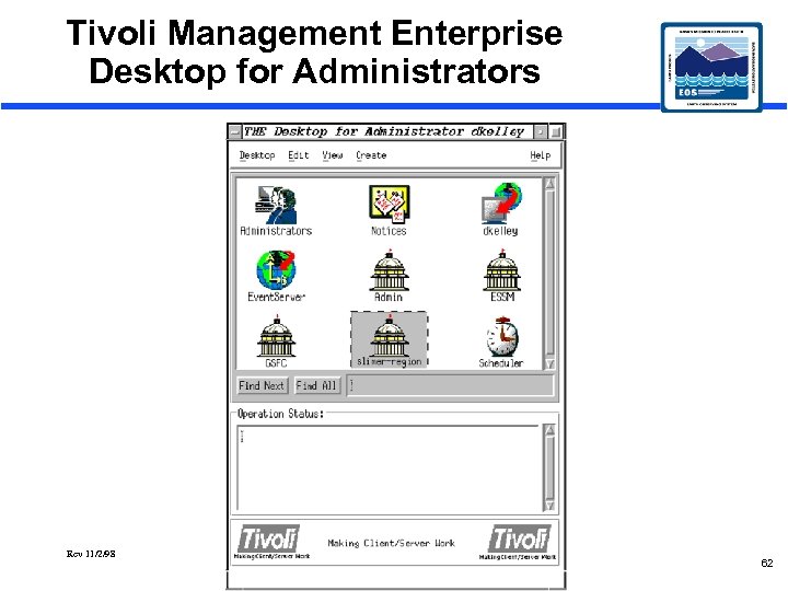 Tivoli Management Enterprise Desktop for Administrators Rev 11/2/98 62 