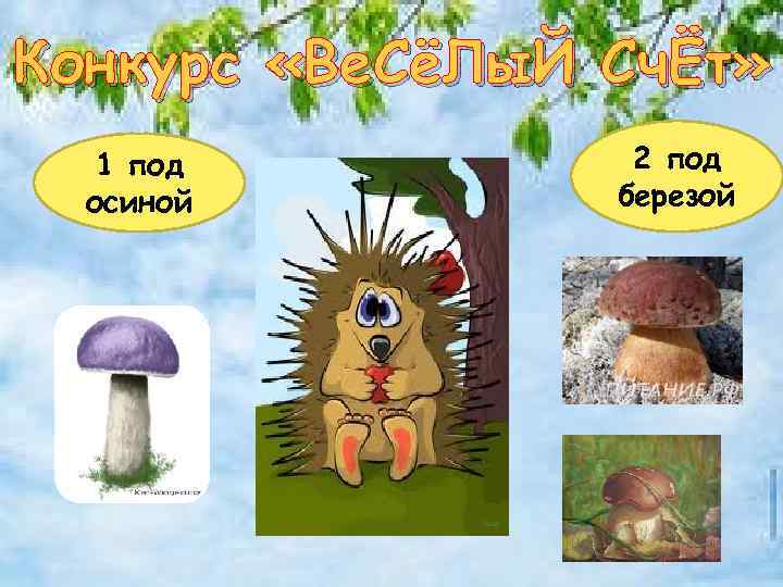 Конкурс «Ве. СёЛы. Й СчЁт» 1 под осиной 2 под березой 