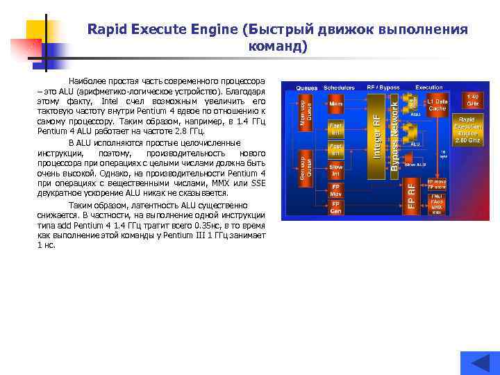 Rapid Execute Engine (Быстрый движок выполнения команд) Наиболее простая часть современного процессора – это