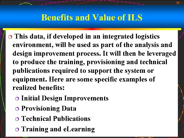 55 Benefits and Value of ILS ¦ This data, if developed in an integrated