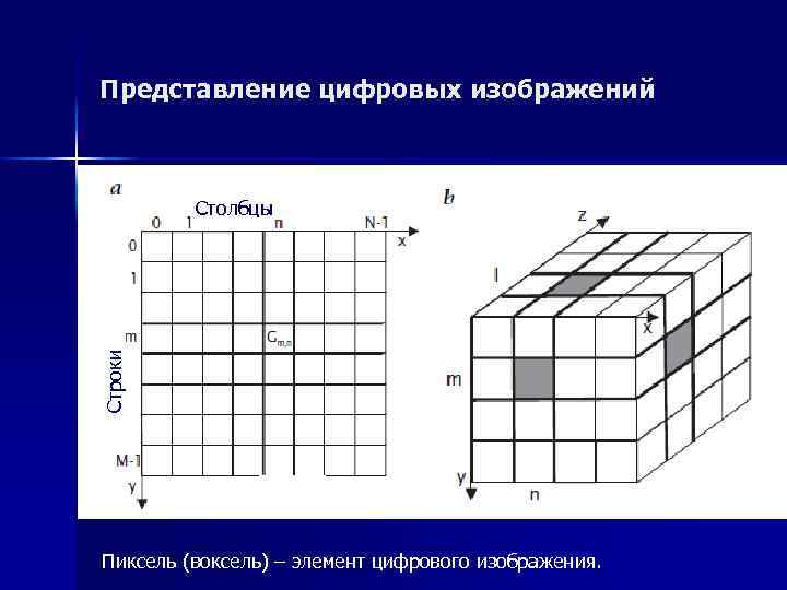 Графика с представлением изображения в виде совокупности пикселей которые образуют строки и столбцы